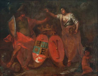 Brasão da Aliança Waldburg com Harrach, de uma pintura no palácio Hohenems,